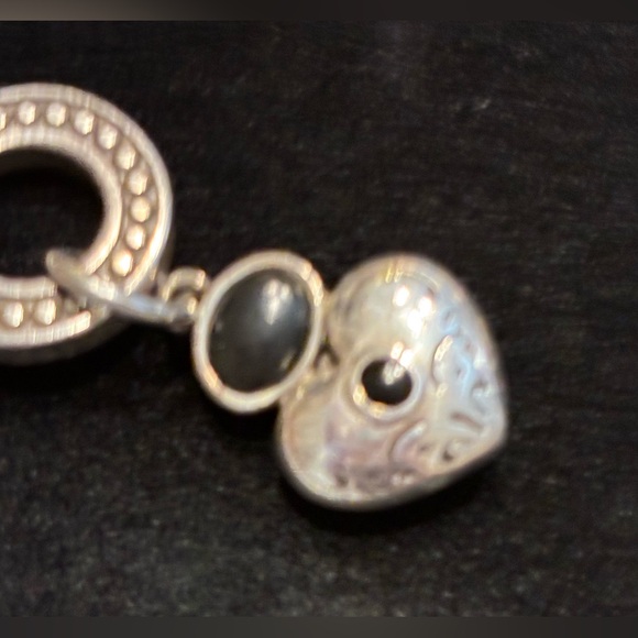 Brighton Silver-Tone and Black Beaded Heart Charm Bracelet - Picture 13 of 13